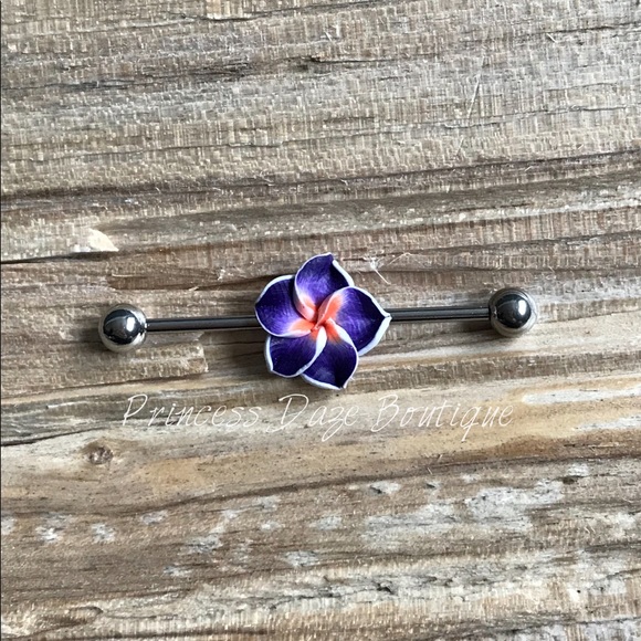 Jewelry - Hawaiian Flower Industrial Barbell Earring